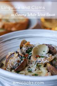 with clams in creamy white wine sauce
