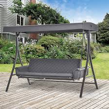 outsunny 3 person patio swing chair