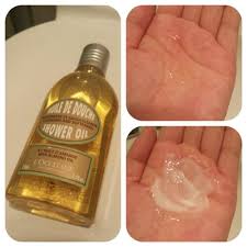 softening shower oil with almond oil