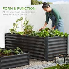 Best Choice S 6x3x2ft Outdoor Metal Raised Garden Bed Planter Box For Vegetables Flowers Herbs Gray