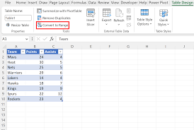 how do i delete a table in excel
