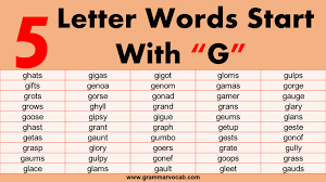 five letter words that begin with g