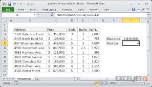 Excel Formula Position Of Max Value In List Exceljet