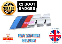 2 x chrome m sport boot badge for bmw 7