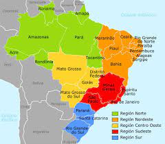 Brasil, república f federativa do brasil m (formal). Mappa Del Brasile Diviso Per Regioni E Stati