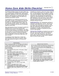 care aide skills checklist fax email