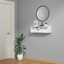 26in White Floating Wall Shelf With