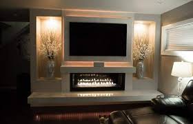 floating tv console with fireplace