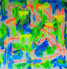Neon Abstract Expresionst Painting By