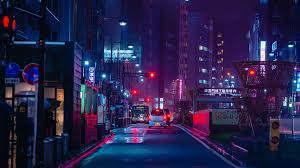 1366x768 street night city neon road