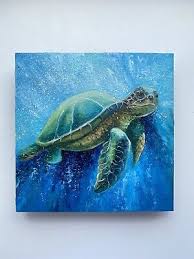 Original Oil Painting Sea Turtle Art