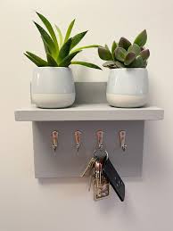 Grey Key Hook With Shelf Key Holder