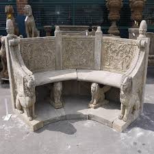 Large Garden Bench Hand Carved Stone