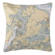 Sc Beaufort Ladys Island Sc Nautical Chart Pillow