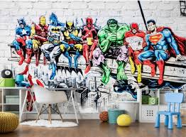 superheroes wallpaper mural boys room
