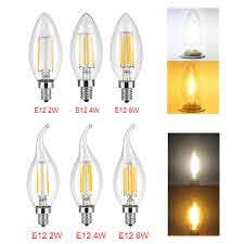 5x 2 4 6w E12 Led Chandelier Light Bulb Filament Candelabra Bulb Cob Candle Lamp Ebay