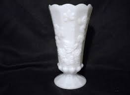 Large Scalloped Milk Glass Vase G