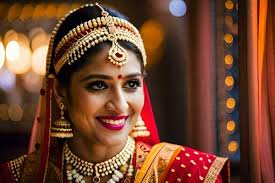 a beautiful indian bride smiling in her