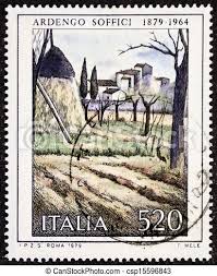 Ardengo soffici postage stamp. Italy ? circa 1979: a stamp printed in italy  celebrates the first centenary of the birth of | CanStock