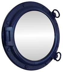 porthole mirror navy blue beach