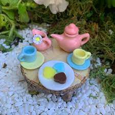 Spring Fairy Garden Tea Set Dollhouse