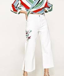 White Denim Embroidered Cropped And Frayed Jeans Very