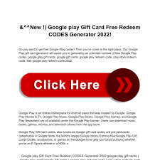 google play gift card free redeem codes