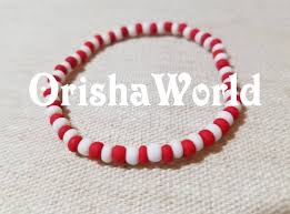 Elastic Stretch Ilde Ide Idde Orisha Shango Chango Ifa Santeria Spiritual Beaded Bracelet Pulsera Red White Matte Czech Beads