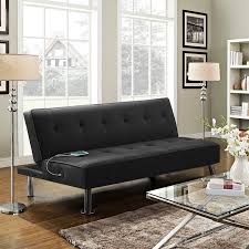 alden design modern fabric convertible futon with usb black