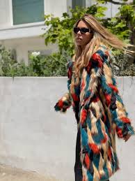 Women S Faux Fur Multi Color Coat Teal
