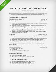 Sample Resume For Security Guard Position Resume Sample