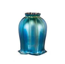 Blue Iridescent Tulip Art Glass Shade