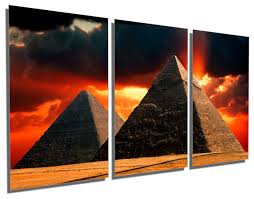 Dark Egypt Pyramids Metal Print Wall