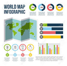 World Map Infographic Chart Population Vector Illustration