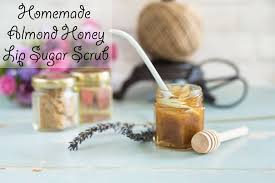homemade honey almond lip sugar scrub