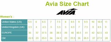 Avia Shoe Size Chart