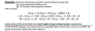 Solve The Simultaneous Equation System