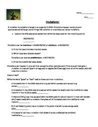 Transcribe and translate the original dna sequence. Mutations Activity Worksheet Answer Key Biology