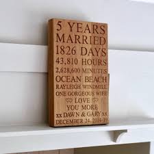 5th anniversary wooden plaque by
