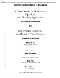 Solutions Manual A First Course in Diffe - Complete Solutions Manual to  Accompany A First Course in - Studocu