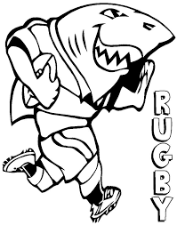 shark is playing rugby coloring page