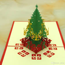 New Handmade Christmas Cards Creative Kirigami Origami 3d Pop Up Greeting Card With Christmas Tree Desgin Postcards For Kids Friends Holiday