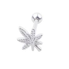 stainless steel leaf tongue piercing