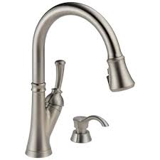 These are also called ball faucets. never use excessive force, the valves are likely made of brass and brass is softer than steel. Delta Savile Stainless 1 Handle Deck Mount Pull Down Handle Kitchen Faucet Deck Plate Included In The Kitchen Faucets Department At Lowes Com