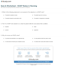 Quiz Worksheet Soap Notes In Nursing Study Com
