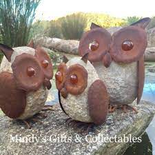 Handcrafted Rusty Metal Owl Garden Art
