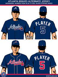The team uses the 1952 style boston jerseys but returns to zippers. Atlanta Braves Tweak Road And Alternate Uniforms For 2019 Sportslogos Net News