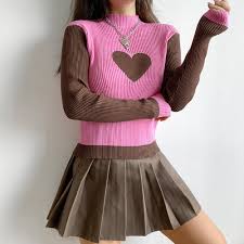 Y2K Cute Aesthetic Knitted Heart Sweater – Magge Style