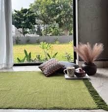 handwoven cotton jute rug green