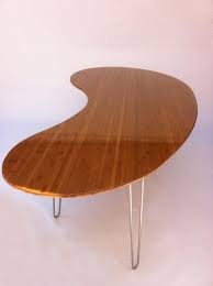 High pressure laminate top kidney shaped activity table. Mid Century Modern Kidney Bean Amoeba Dining Table Atomic Era Design In Bamboo With Stainless Steel L Mid Century Coffee Table Atomic Era Design Dining Table